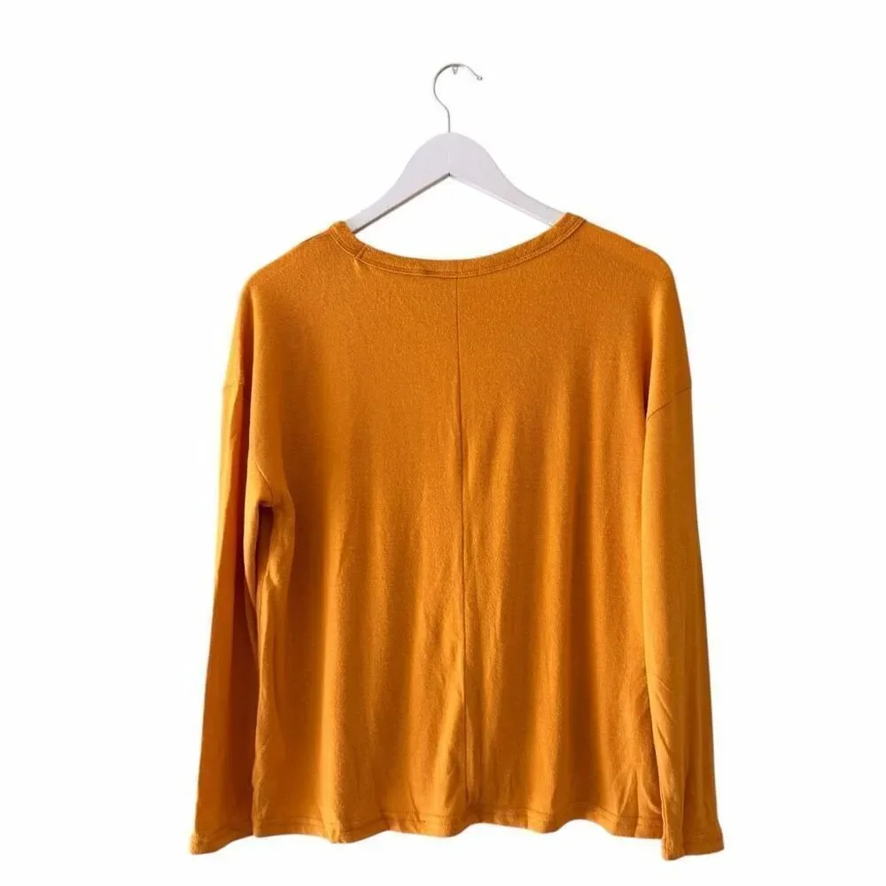 Old Navy women's long-sleeve V-neck shirt mustard layered Top SZ S #2564